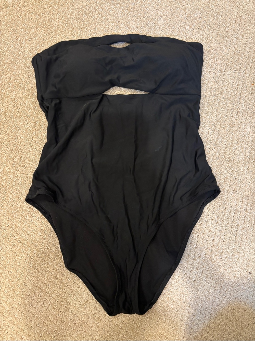 aerie Black Strapless One-Piece Swimsuit with Front Cutout